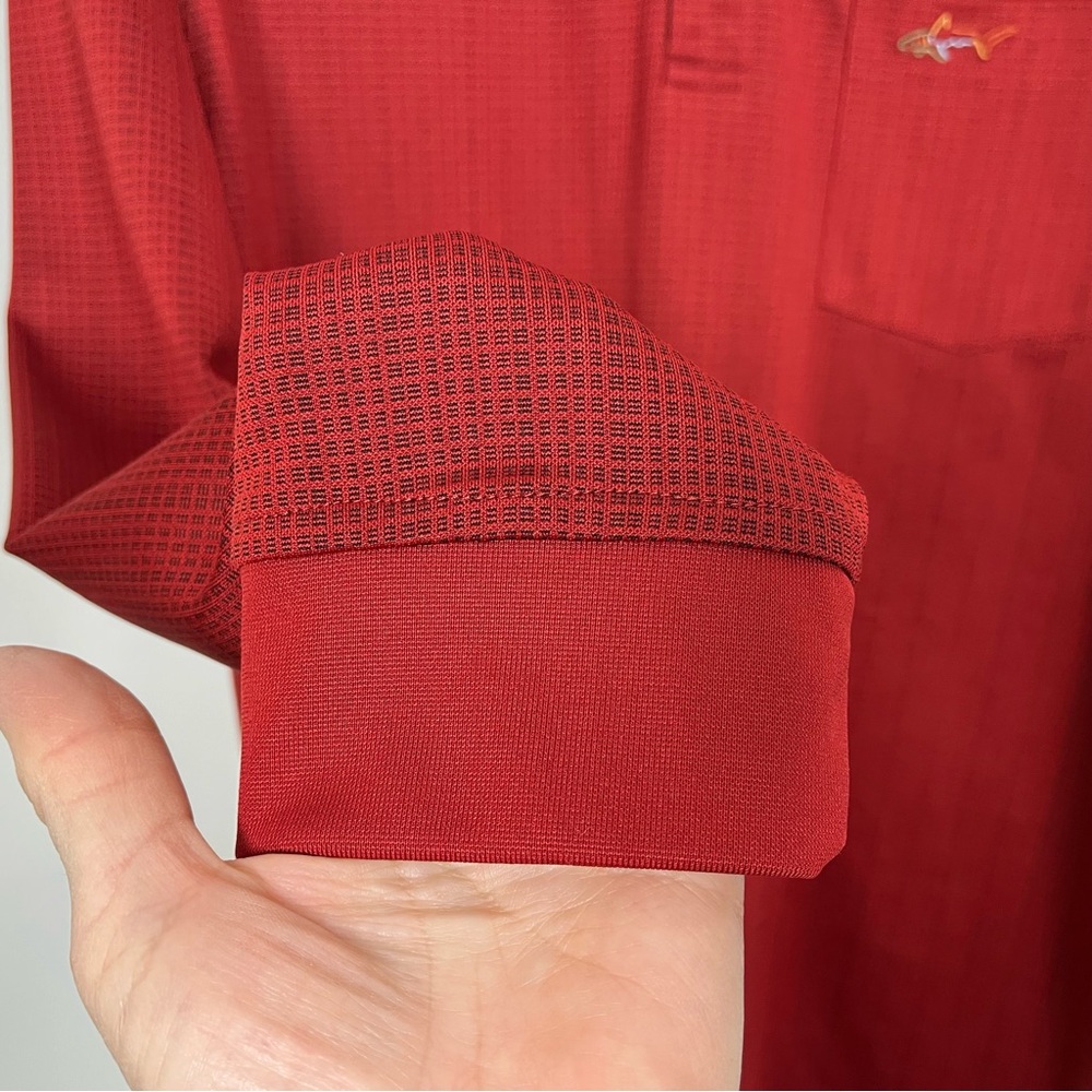 Greg Norman for Tasso Elba Red Classic Long Sleeve Polo Shirt Size XL - Picture 6 of 12
